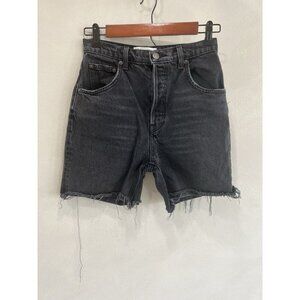 Reformation Womens Long black cut off shorts Raw Hem 25 Allie